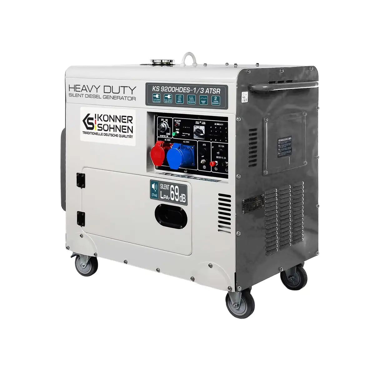 Dimax KS 9200HDES-1/3 ATSR – Groupe électrogène 7.5kW mono diesel démarrage électrique insonorisé